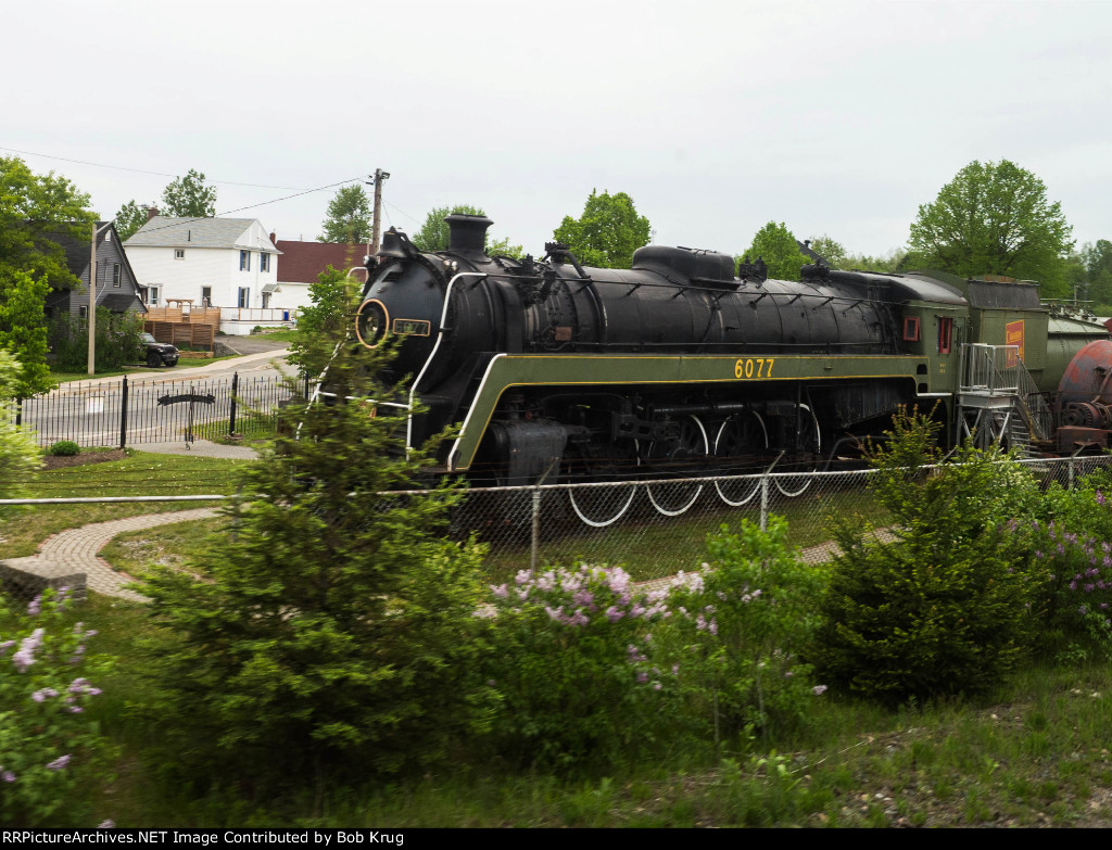 CN 6077 - "Bullet Nose Betty" at a museum next to the tracks in Capreol